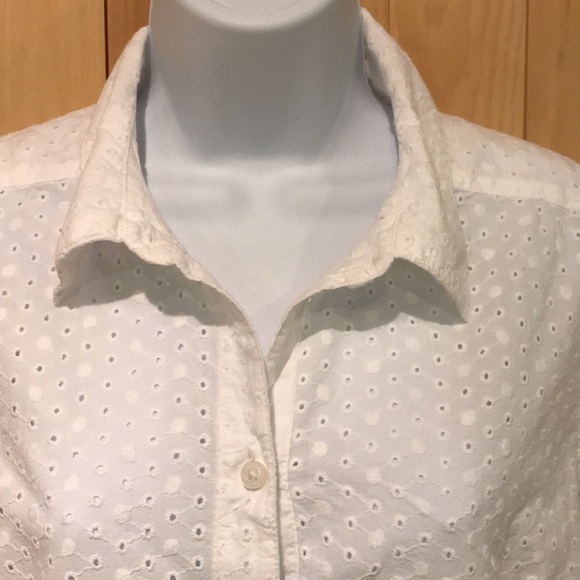 Croft and Barrow eyelet sleeveless button down shirt - Picture 2 of 8
